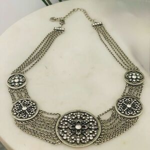 Touchstone Crystal Silver Statement Necklace